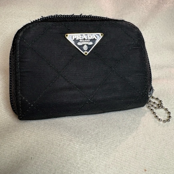 Prada Black Quilted Coin Purse and Cream Leather Key Holder Duo. Callouts - Picture 9 of 15